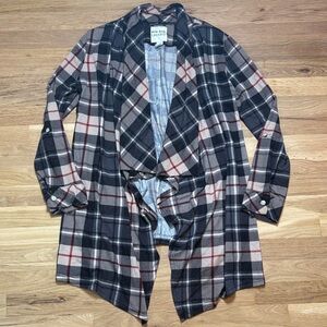 New York Laundry Plaid High Low Open Cardigan Women’s M